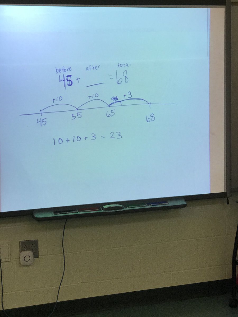 Math_Sherrie's tweet image. Ms. Kelley’s 2nd grade class at BP sharing their thinking as they are solving problems using an open number line.  #BigBlueOnTheMove