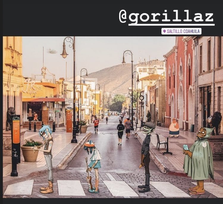 OsvaldoAguilarV's tweet photo. Súper genial, la banda británica Gorillaz 'posa' en el centro de mi hermoso #Saltillo en Instagram, al estilo Abbey Road #FanArt #GrandeSaltillo #gorillaz #ConTodo
😎🙌🏼👏🏼😉☺️ https://t.co/tbdcVUTQD7