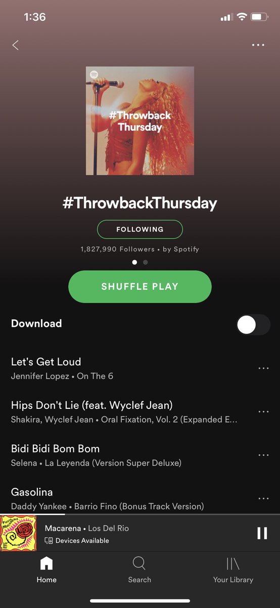 This week’s <a href="/Spotify/">Spotify</a> #ThrowbackThursday playlist is on Latin 🔥🔥🔥! From <a href="/shakira/">Shakira</a> to <a href="/MarcAnthony/">Marc Anthony</a>, and <a href="/enriqueiglesias/">Enrique Iglesias</a> to <a href="/daddy_yankee/">Daddy Yankee 😀 (DY)</a>, this playlist has it all! We don’t even deserve this awesome playlist!!!