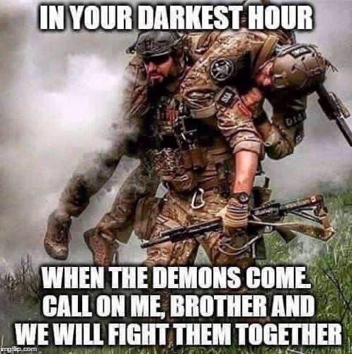 beatdown155's tweet photo. Shout out to my fellow vets out there. Good day or bad day remember they walked beside you and they will forever. Don’t be alone #reachout #veterans #veteransupportingveterans #swiss8 https://t.co/E1s5hBp7KK