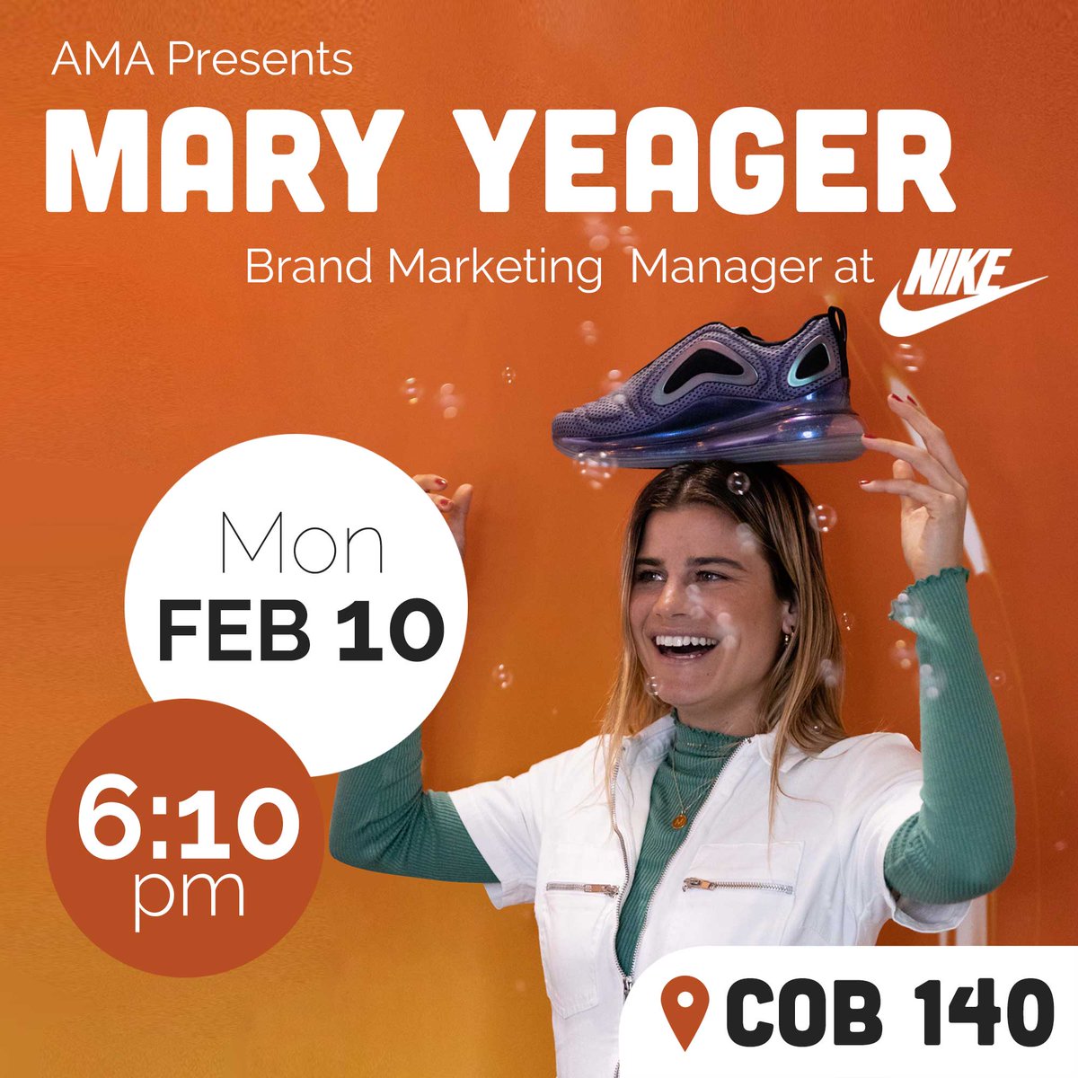 Get ready for our next meeting! Our guest speaker is the Brand Marketing Manager at Nike! Oh, and she’s also worked with Bella Hadid 👀 See you on Monday at 6:10 p.m. in COB 140!

#CSULB #AMA #marketing #college #LongBeach