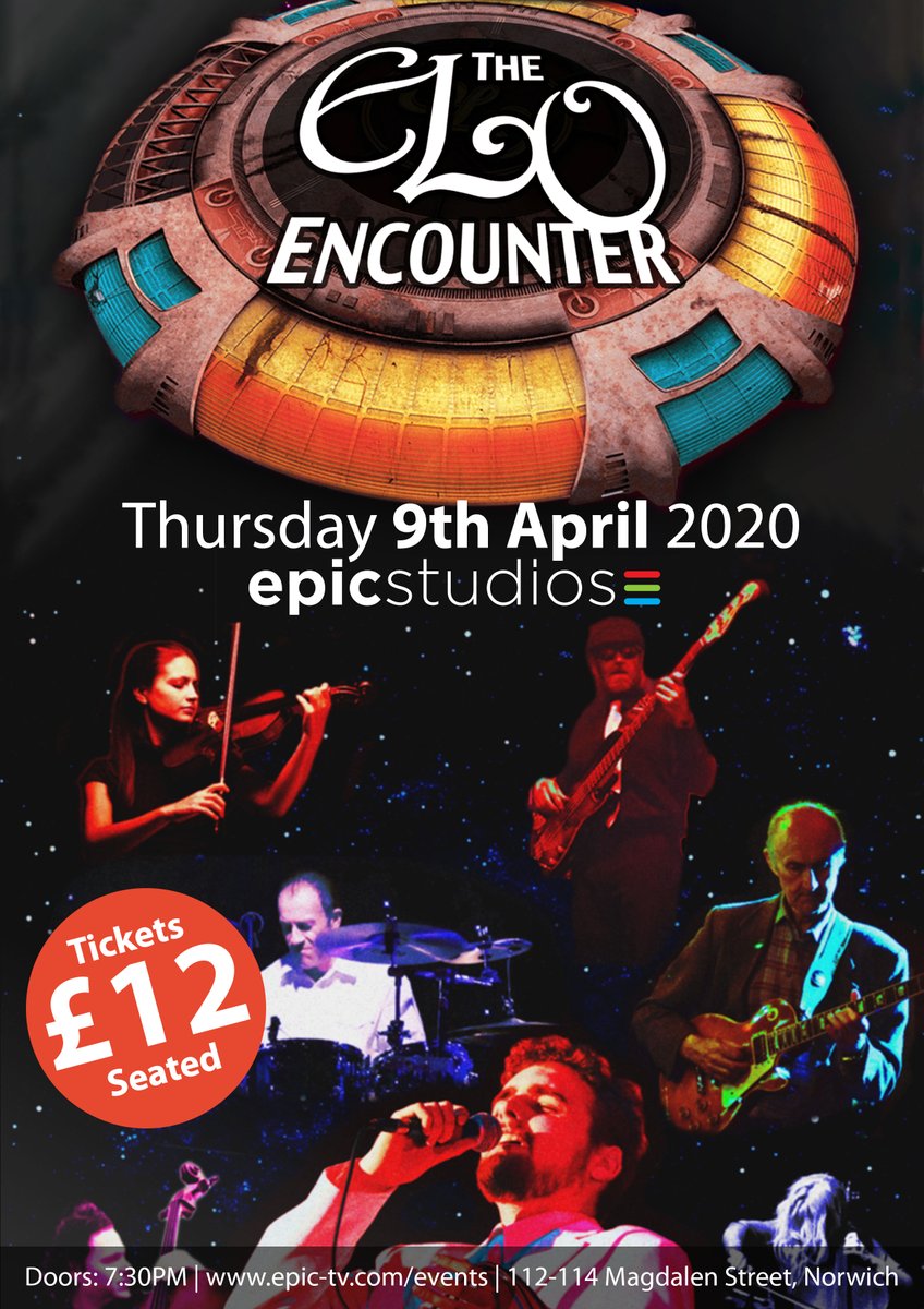 EPICNorwich's tweet photo. Roll over Beethoven, because the greatest tribute to Jeff Lynne’s Electric Light Orchestra is here! @ELOEncounter return for their 3rd visit to @EPICNorwich on Thursday 9th April. Seats are £12 from our online box office https://t.co/u7pHsi2zn7 https://t.co/lKN2PCLCQm