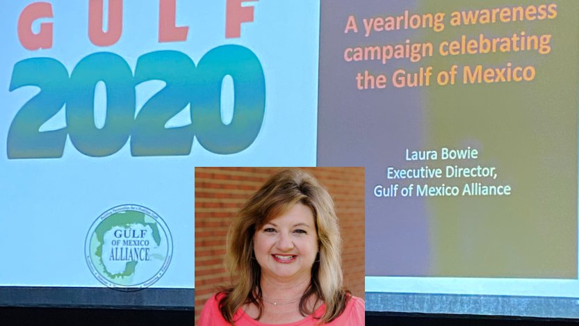 GoA_Alliance's tweet photo. Our Executive Director, Laura Bowie, spreading the word about #EmbraceTheGulf at the @GulfScience Gulf of Mexico Oil Spill &amp; Ecosystem Science Conference #GoMOSES. https://t.co/r88kYfvhYC