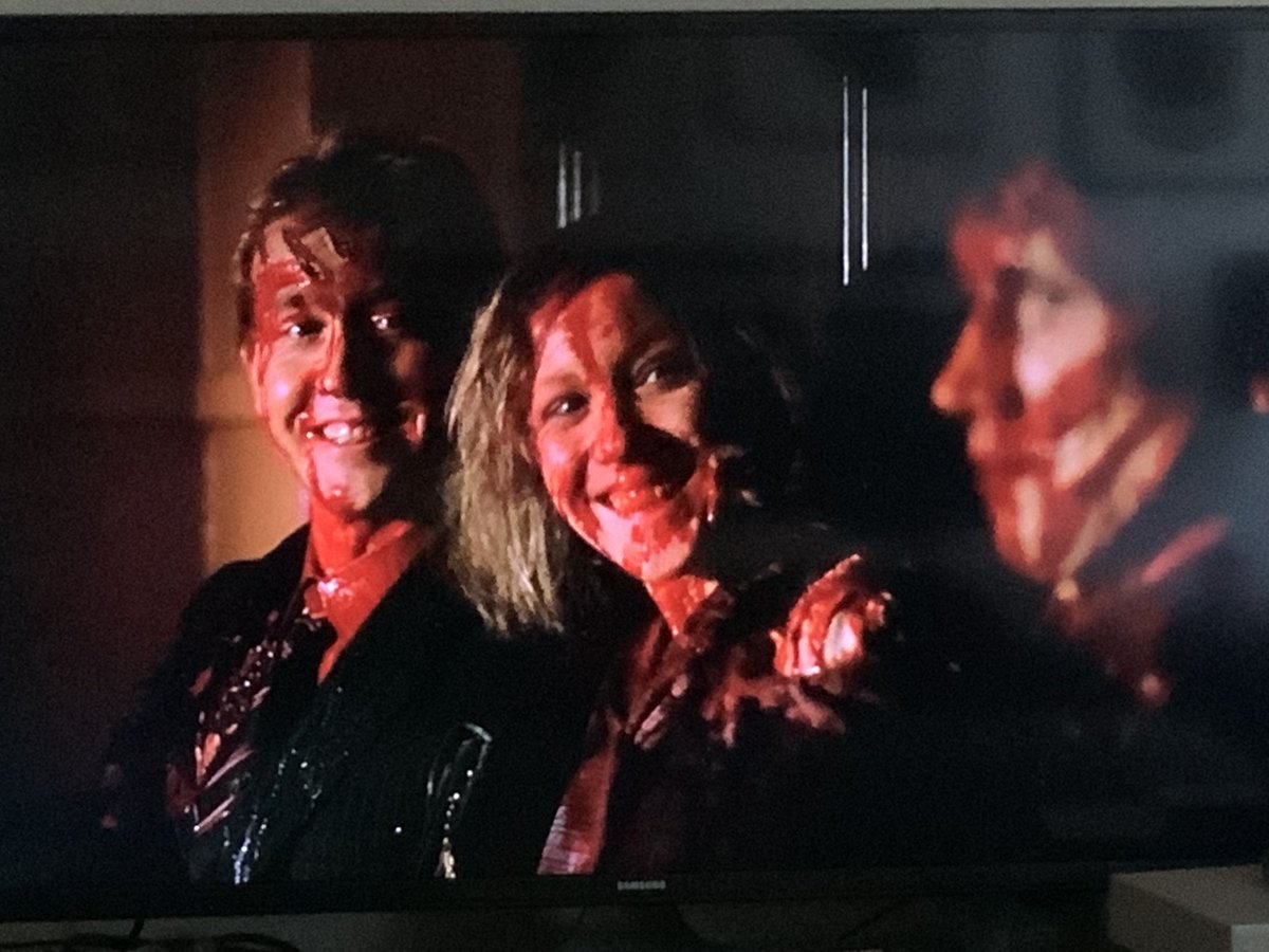 At this point, Jack looks like the Crypt Keeper. In this creepy scene, Jack introduces David to all of his victims from the night before. The couple are my favorites as they are still happy even being dead.  #AAWIL