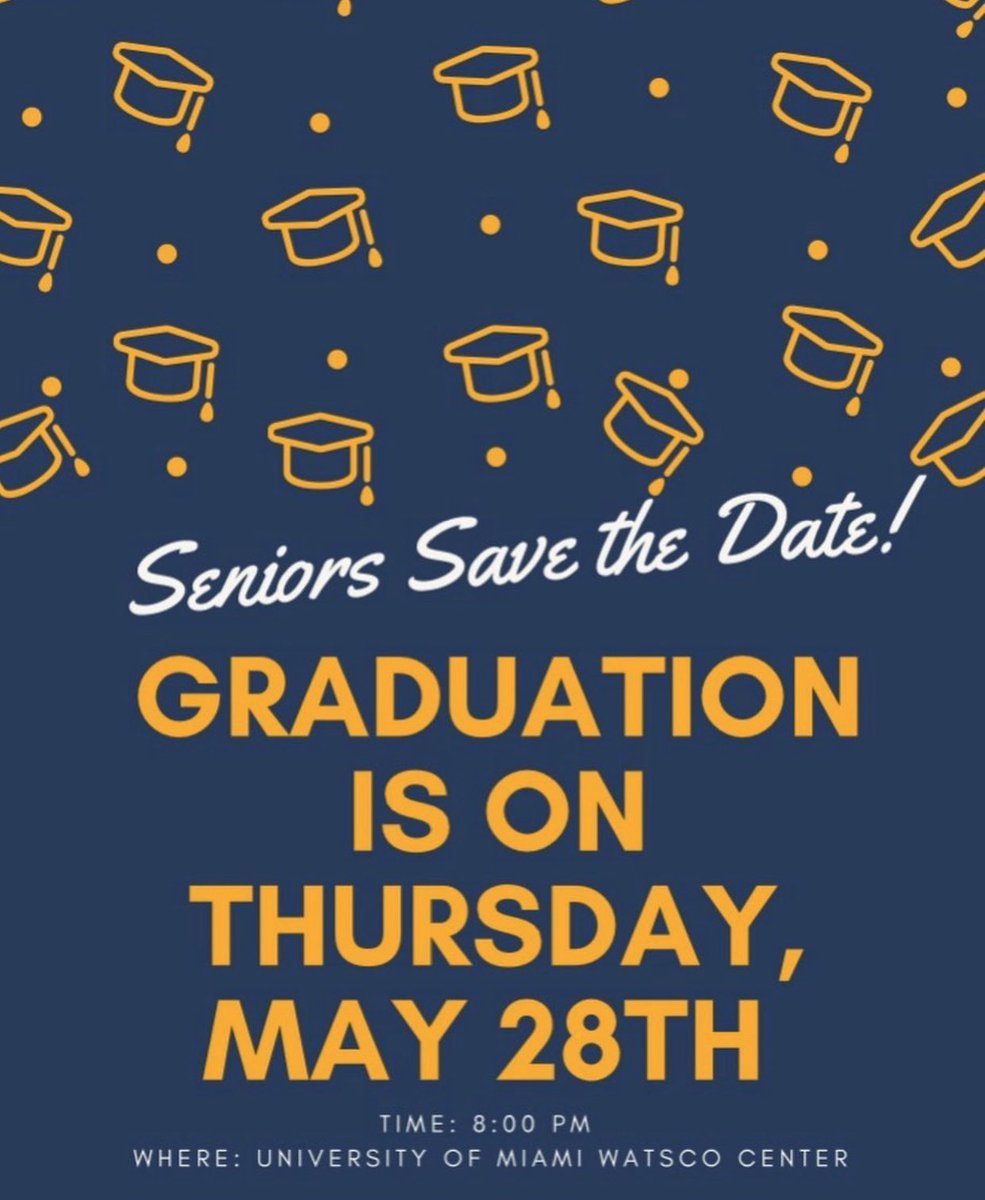 Save the Date Gladiators! Our Class of 2020 graduation is on Thursday, May 28th at 8PM in the University of Miami Watsco Center. <a href="/hghs_gladiators/">Hialeah Gardens High School</a> <a href="/hghs2020/">SENIORS</a>