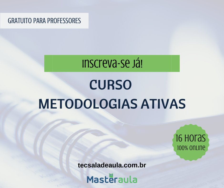 escolamupi's tweet photo. Aprenda o que são metodologias ativas e como usar algumas delas a seu favor: https://t.co/JWGlz6o5KO

*ESTE CURSO RECEBEU O APOIO DO MASTERAULA PARA SER DISPONIBILIZADO GRATUITAMENTE NO PORTAL. https://t.co/uzrgetV9Bx*

#curso #gratuito #metodologiasativas #serprofessor #online https://t.co/wVS4ez8RDE