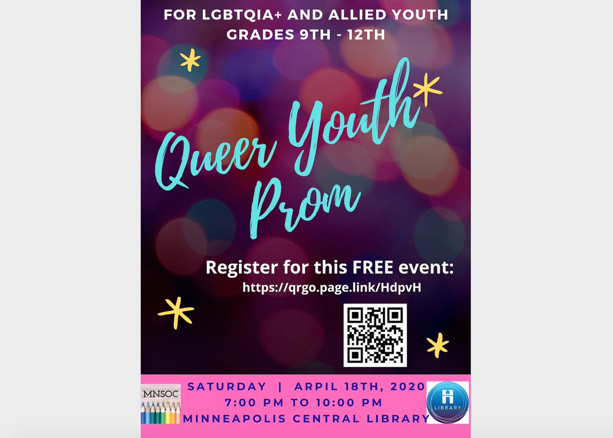 Queer Youth Prom is April 18th, 2020 and you can now begin registering for the event! Spread the word! 

#equity #LGBTQ #OutForEquity #QueerYouthProm #LGBTQstudents