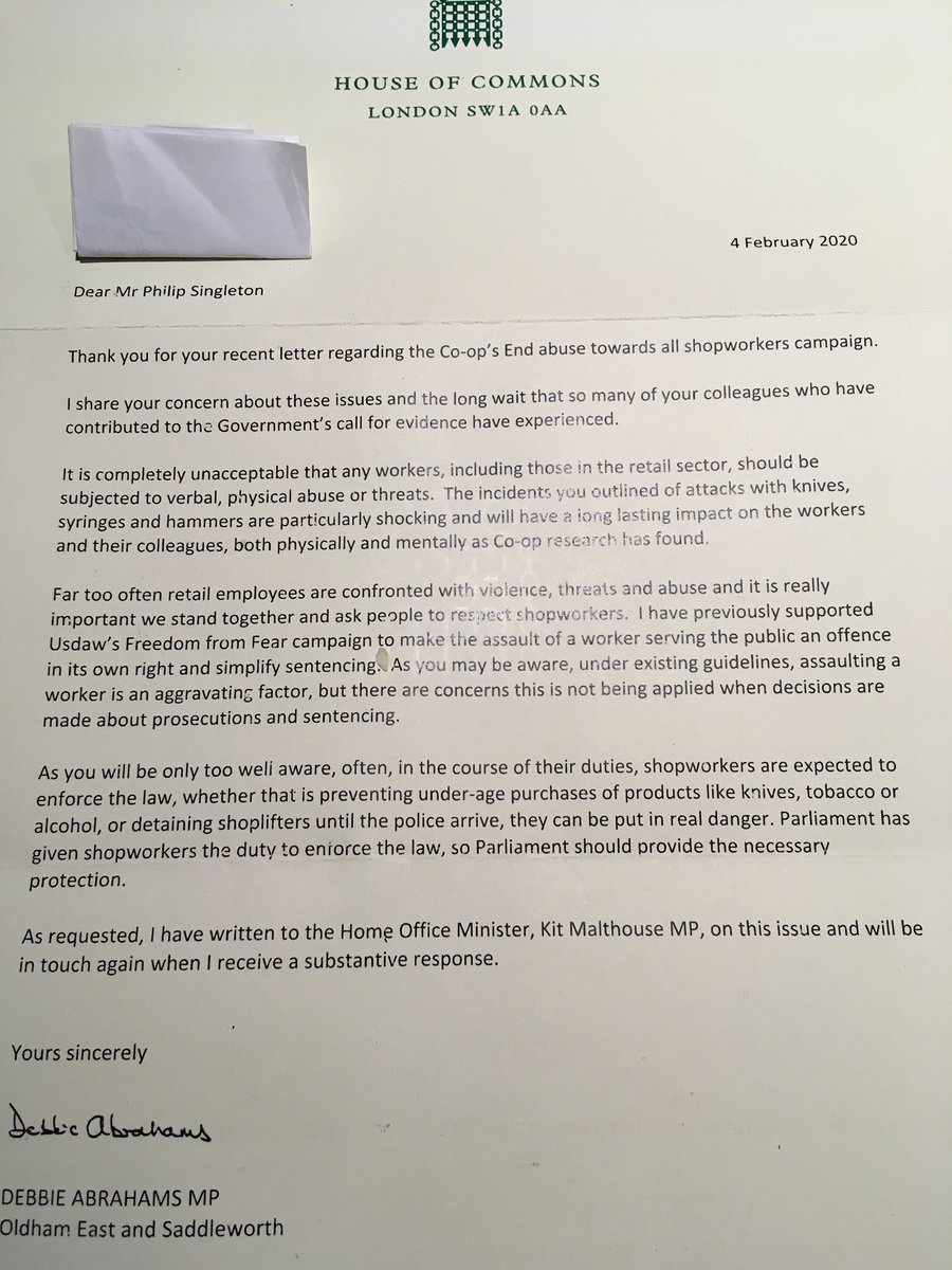 Positive response from our MP on violence against shop workers @paulgerrard1971 <a href="/JoWhitfield_/">Jo</a> <a href="/CP_Whitf/">Chris Whitfield</a> <a href="/coopukcolleague/">Co-op Colleagues</a> #safercolleaguessafercommunities