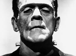 close up headshot of Frankenstein from 1930's horror movie
