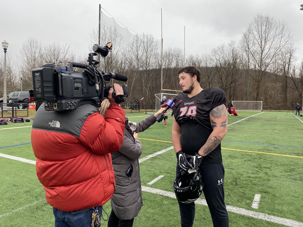 G_Antoniello's tweet photo. The spotlight is on the local boys as we get closer to kick off! @acoyle77 reppin @FordhamRams &amp; @j_powell17 has Jersey on his back! Looking forward to seeing them on @fox5ny tomorrow. https://t.co/rxDerJv40c
