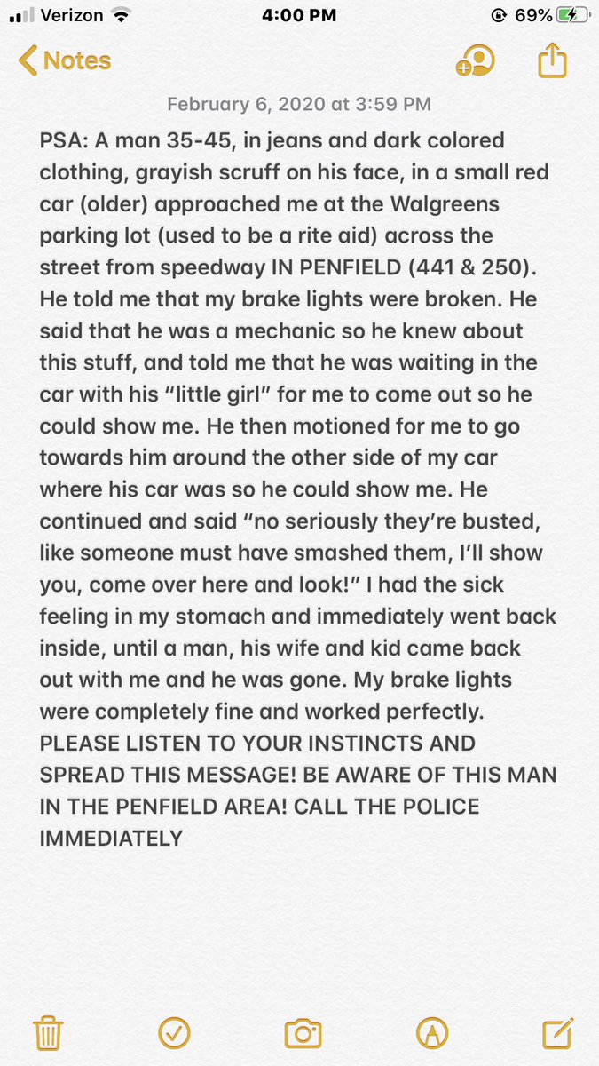 lelevball5's tweet photo. PSA!!! PLEASE READ AND SHARE!! GIRLS BE CAUTIOUS GOING TO YOUR CAR ALONE!! https://t.co/QLkT9gMso9