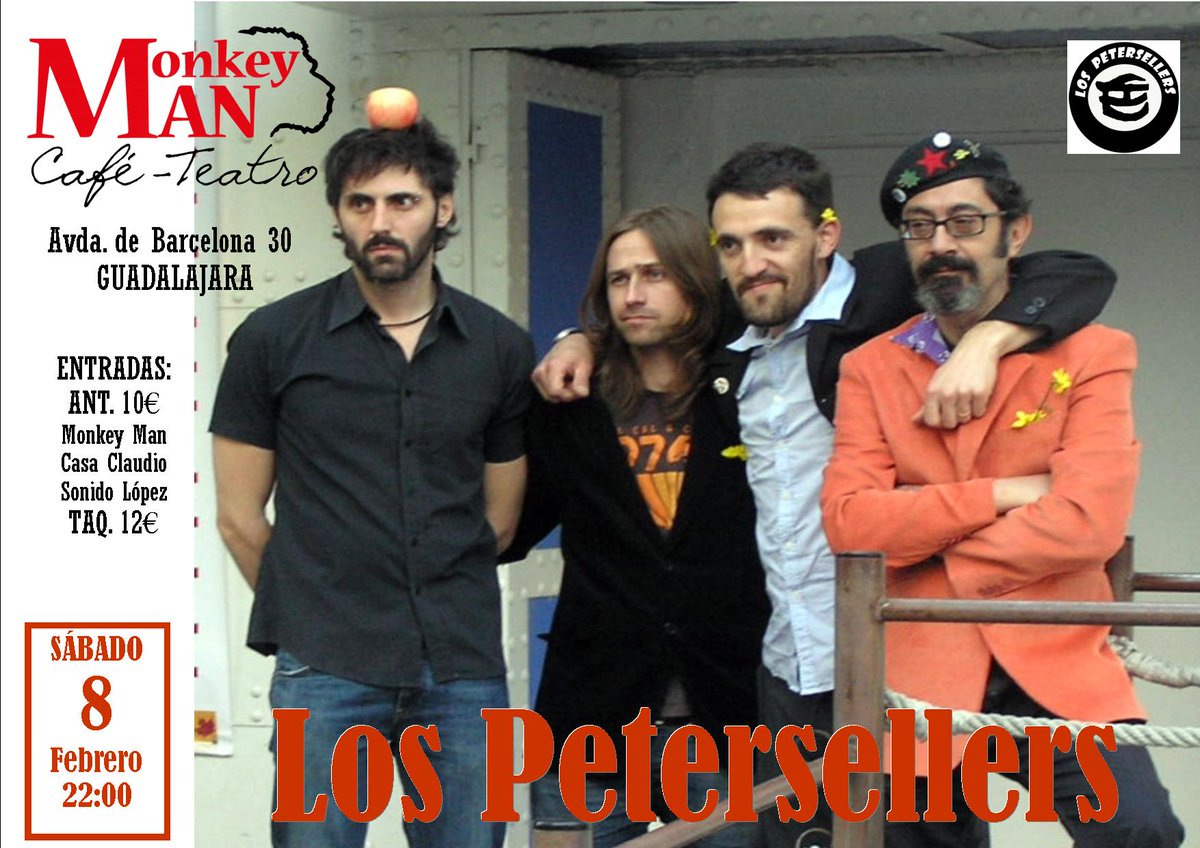 Sábado 8, LOS PETERSELLERS.
Venta de entradas en Casa Claudio, Sonido López y Monkey Man.