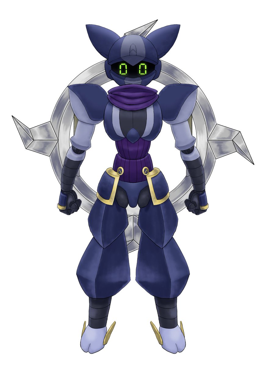 U Nit402 闇猫 やみねこ 忍者ロボットvtuber 自分の容姿を箇条書きして誰か性癖にぶっさす見た人もやる ロボット 忍者 デジタル目 二本角 襟巻 足袋 デカ手裏剣