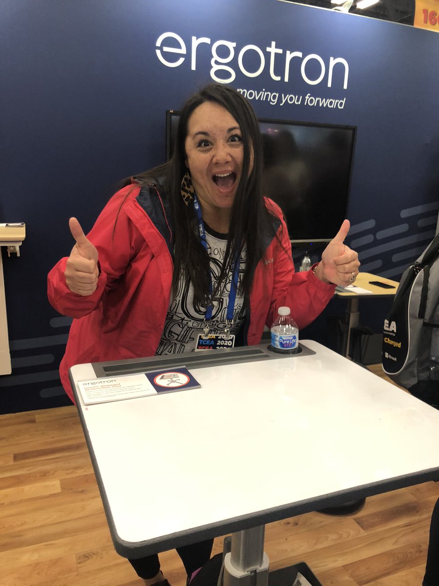 PG_Rising's tweet photo. It’s a real dream come true y’all!!! Won this fabulous @Ergotron whiteboard desk at #TCEA2020 😭🙌🏽👏🏽💥 #ECProud #ECGT @ECISDtweets https://t.co/pioHHf8Vr3