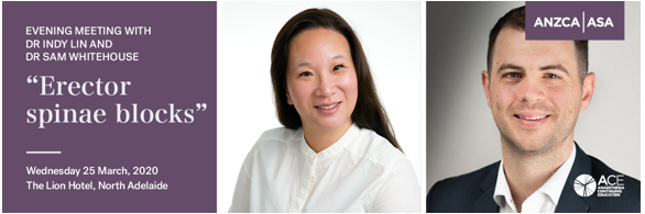 Join us the combined <a href="/ANZCA/">ANZCA</a> / <a href="/ASA_Australia/">The Australian Society of Anaesthetists</a> #anaesthesia continuing #education meeting. Dr Indy Lin and Dr Sam Whitehouse will present “Erector spinae blocks”. The evening will include live model ultrasound scan demonstrations. anzca.edu.au/about-anzca/co…
