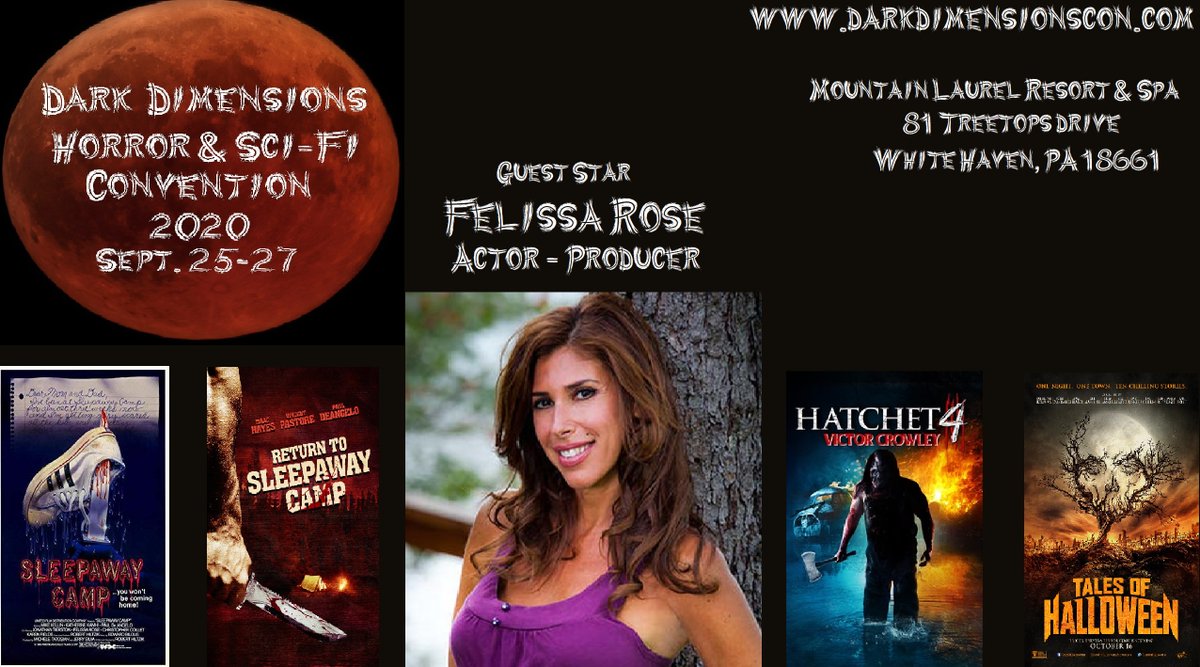 DimensionsCon's tweet photo. Our first Guest Star for 2020 is the lovely @Felissa_Rose! Please welcome the first Angela Baker from the Sleepaway Camp franchise and many more amazing film roles as well as being a producer! https://t.co/2iQBKhNypC for all the details! https://t.co/eDOm79fNUR