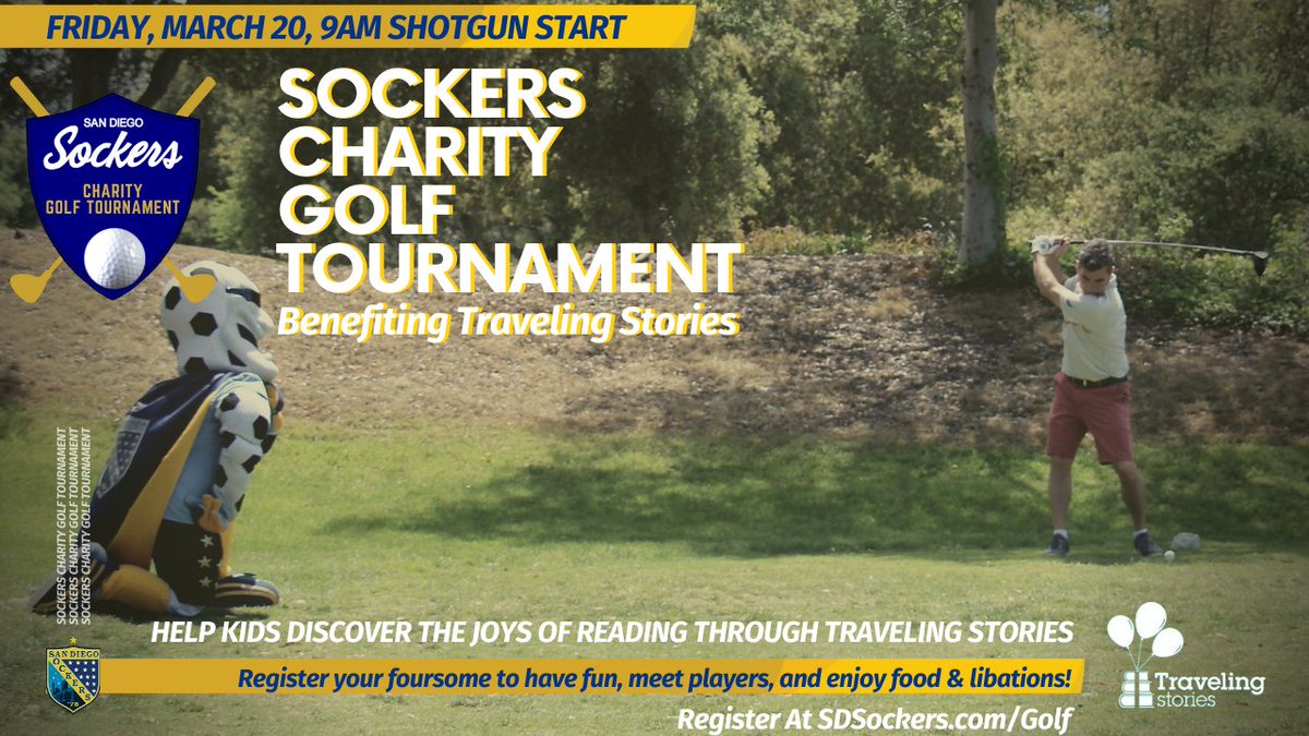 SanDiegoSockers's tweet photo. Sockers Charity Golf Tournament benefiting @TrvlingStories is set for Friday, March 20, 9am.

Info &amp; Registration at https://t.co/Iw13OuKzwL

#SanDiego  #Golf https://t.co/U8EhxRARwG