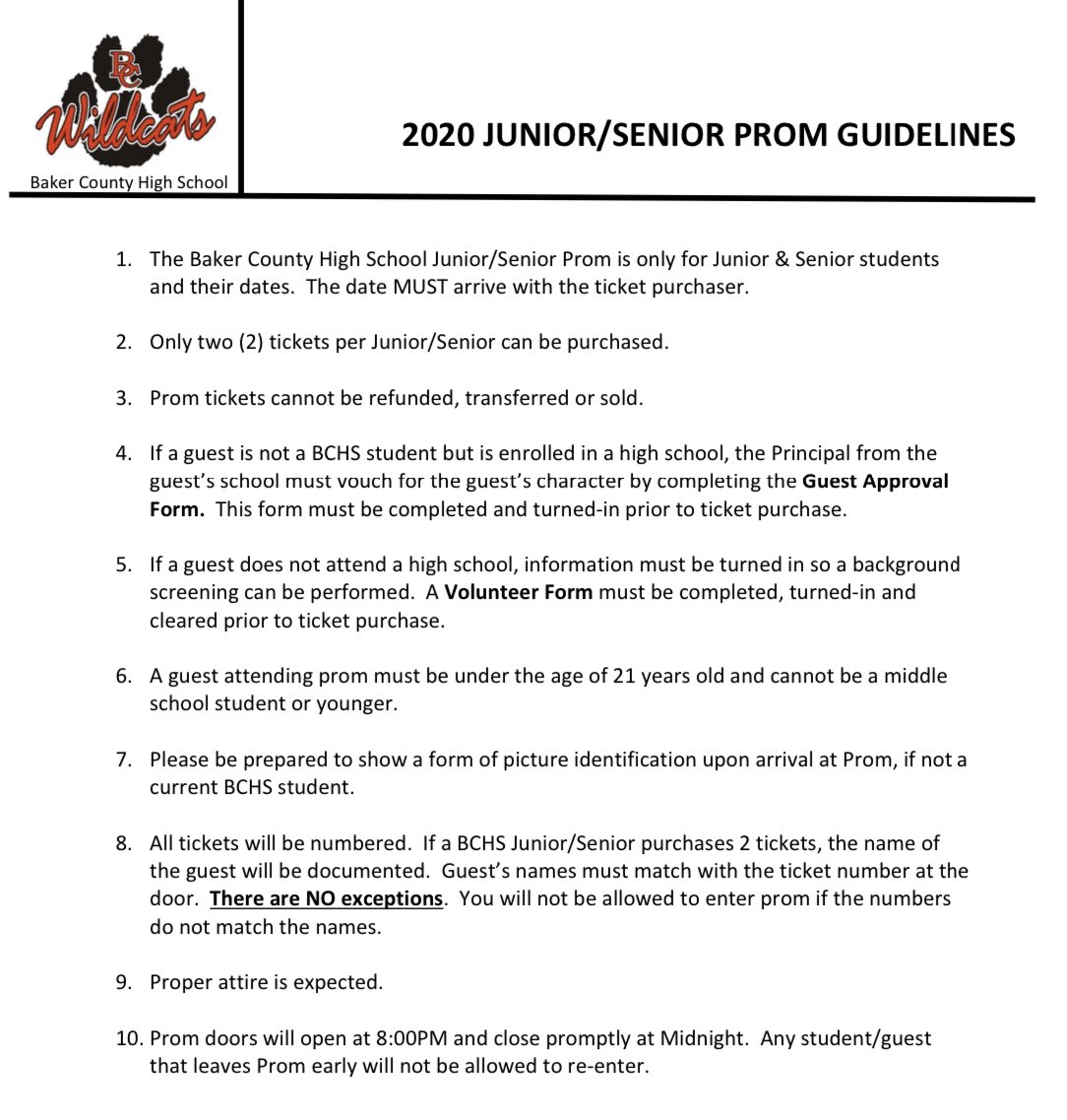 Students, Prom 2020 is almost here! Only several weeks away and we need you to be informed.  Here are the 2020 Prom Guidelines.