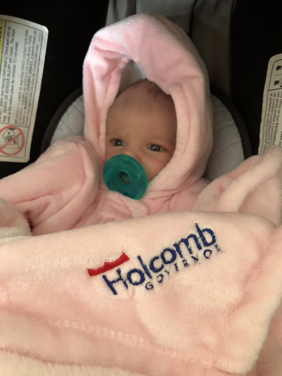 s_nugent44's tweet photo. A big thank you to #TeamHolcomb for chipping in on this fashionable blanket for the newest member of the team. She loved her first winter stroll. @indgop @HolcombForIN https://t.co/09Ms3U9ru9