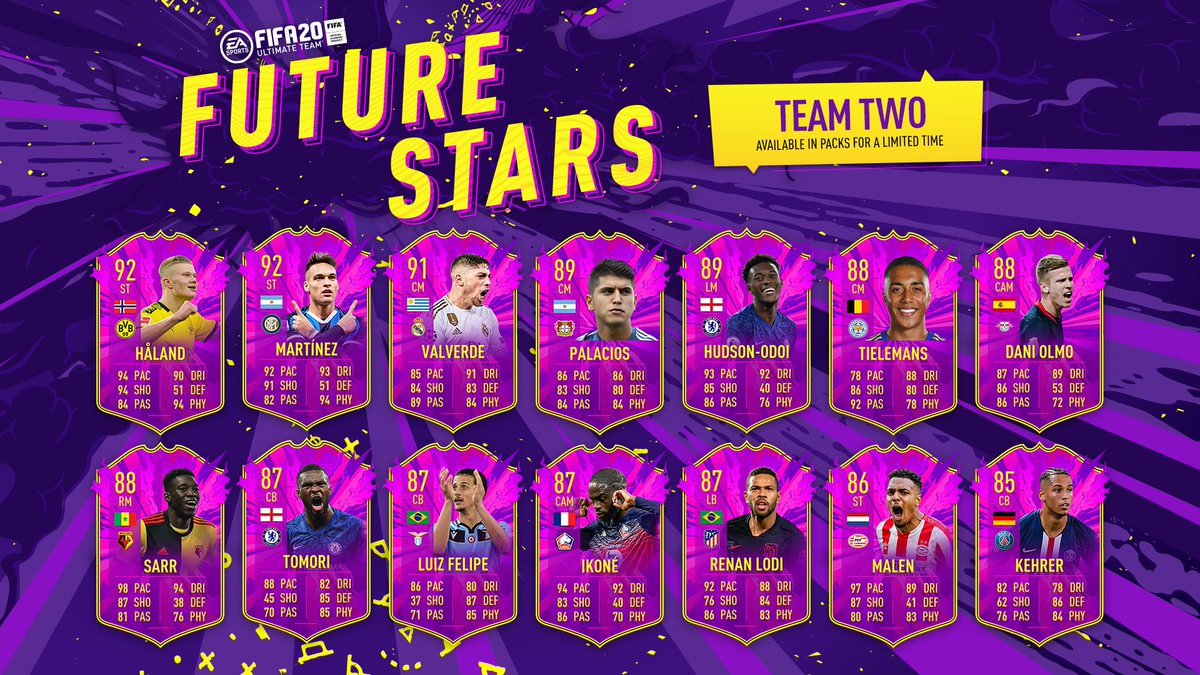 We will talk 🗣️ about them for years to come. 

The second #FUTureStars team is available in packs now! #FUT20