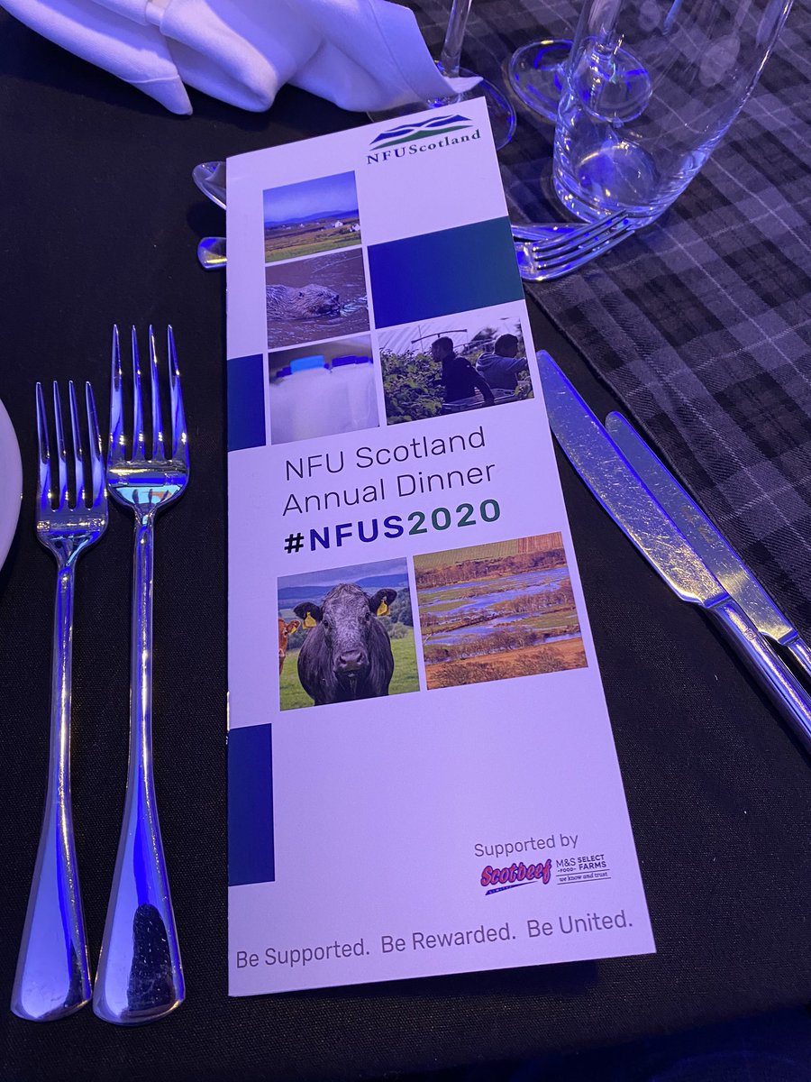 McCulloch_JR's tweet photo. Fantastic night on the #NFUSNextGen table at the @NFUStweets Annual Dinner in Glasgow! Fantastic menu with locally sourced produce - leading by example! 🥩🥕🥦🥛 @ScotbeefLtd @qmscotland @RadissonBlu @RBS @marksandspencer @SAYFC @SAYFCAGAFFAIRS #NFUS2020 https://t.co/eiRwDNkVd7