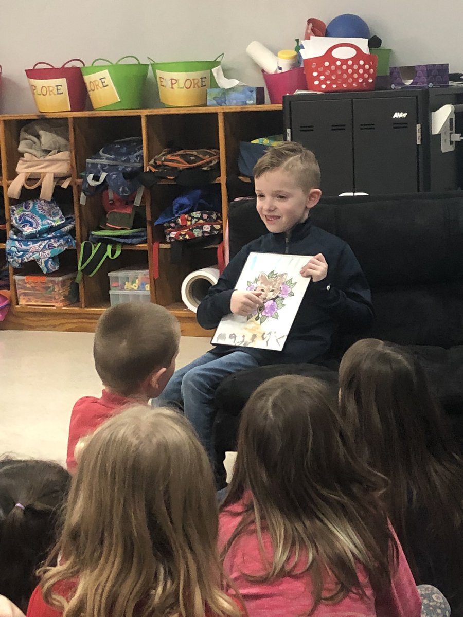 megmiles16's tweet photo. My students have been so excited to share their interest with our class recently, and I have been so excited to see them inspired! 

This little guy took charge of our room and the conversation as he shared his amazing art and I couldn’t be more proud! #HuskyProud 💚💙 https://t.co/KjA8xqKVkh