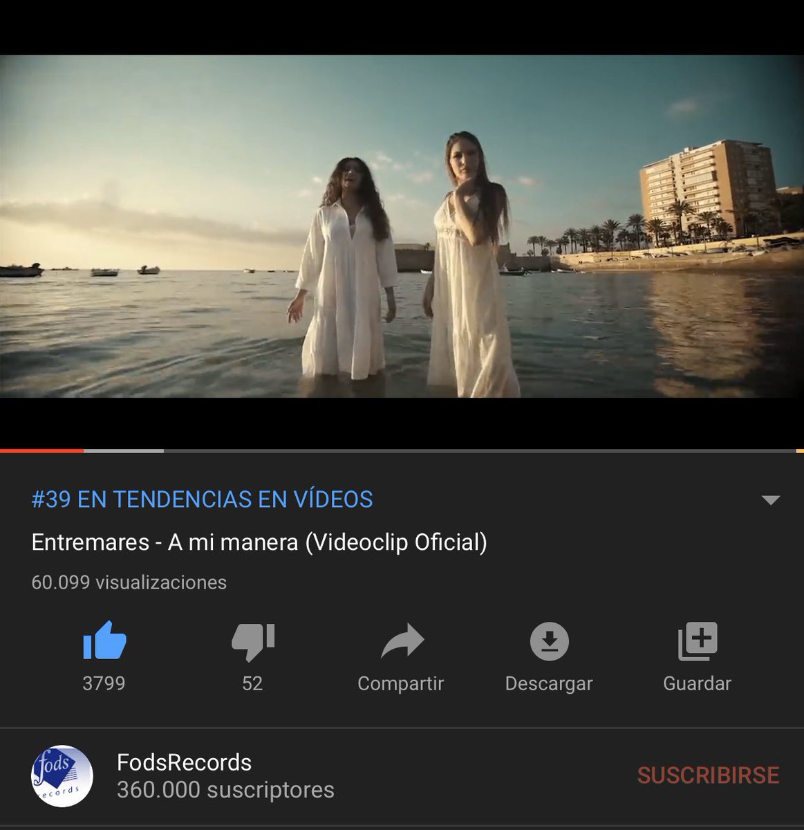 #39 en Tendencias en YouTube! GRACIAS por compartir, por el apoyo y el cariño que nos dais!
❤️❤️
<a href="/FodsRecords/">Fods Records</a> <a href="/fabiopmartin/">Fabio P. Martín </a> <a href="/ismael_moya/">Ismael Moya</a> <a href="/AitorMoyaLeo/">Aitor Moya Leo</a> 
<a href="/maaariagonzalez/">Maria</a> <a href="/gloriamate8/">LaGlorya</a> 

🎥 youtu.be/z_rvW2RXArU