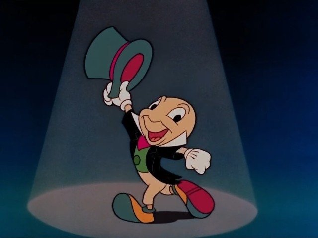 ディズニー データベース ピノキオ の名脇役ジミニー クリケットは 純真すぎるピノキオ がすぐ誘惑に負けてしまうことから ウォルトが追加したキャラクター 前作 白雪姫 で8ヶ月かけたシーンを削除されて退社を決意していたウォード キンボールが