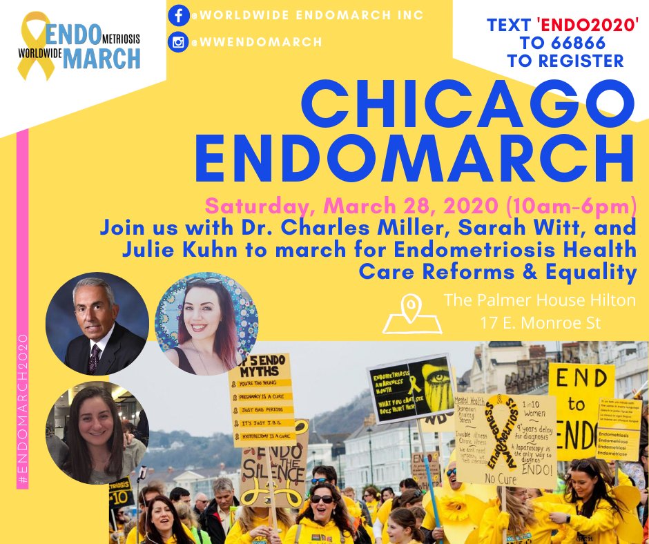 WWEndoMarch's tweet photo. CHICAGO ENDOMETRIOSIS AWARENESS WALK
SATURDAY, MARCH 28, 2020 (10-6PM)
@ The Palmer House Hilton. Text 'ENDO2020' to 66866 to register. Go Team Jackson! #EndoMarch2020 #EndoHealthReformsNow #TeamTKOEndo #ForwardWeGo
CHICAGO ENDOMARCH EVENT PAGE:
https://t.co/CQxxQHaCDP https://t.co/KiT4DA6X9l