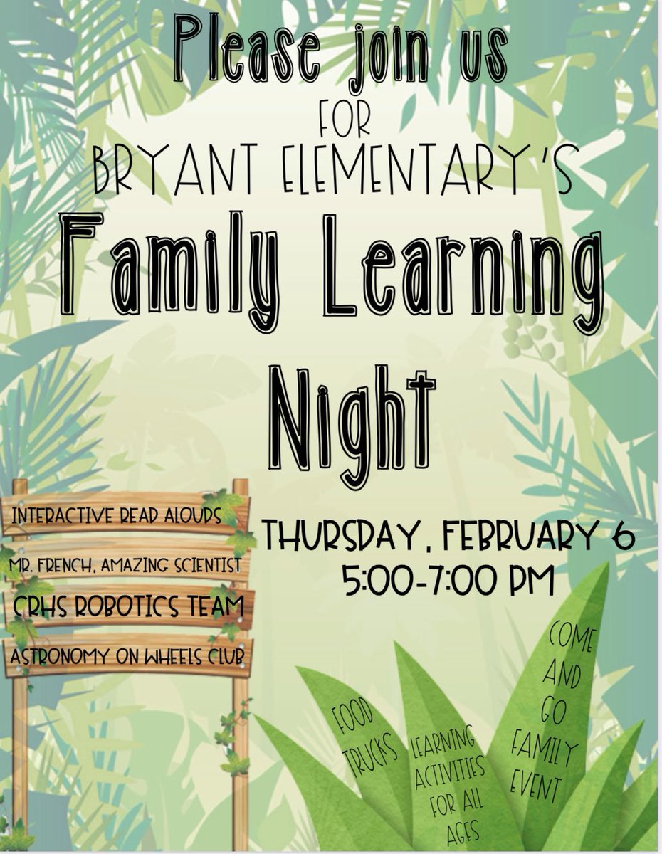 _mrs_soto's tweet photo. 🐾Bryant Elementary is #WildAboutLearning ! 🐾

Come learn, eat, shop at the book fair, and have a great time with us tonight! 🌿💖 #FamilyLearningNight https://t.co/DJMrqzu7Zl