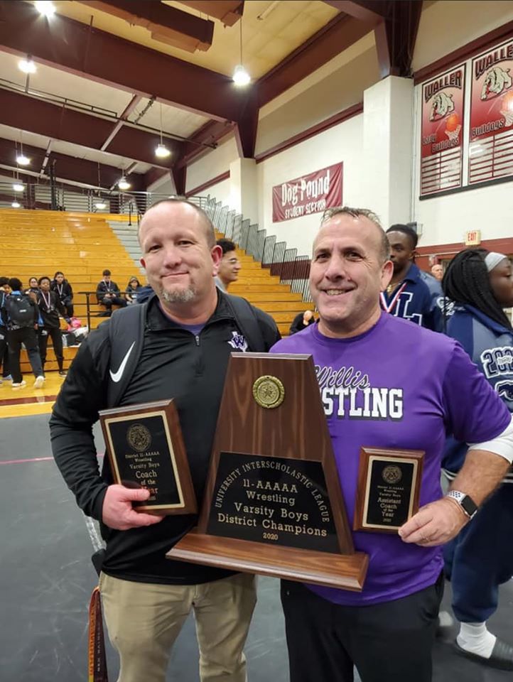 WISDAthletics's tweet photo. Congratulations to Head Coach Bryan Thomas, and assistant coach Brian Blake for earning their "District Coach of the Year" awards in Wrestling. @williswrestling https://t.co/4Dj5pQUfle