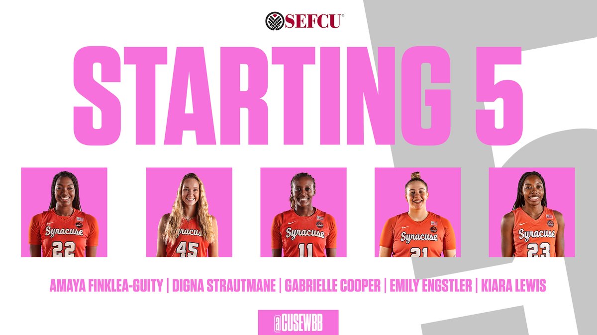 Tonight's starting lineup for <a href="/CuseWBB/">Syracuse Women's Basketball</a> at Boston College, presented by <a href="/SEFCU/">Broadview FCU</a>
