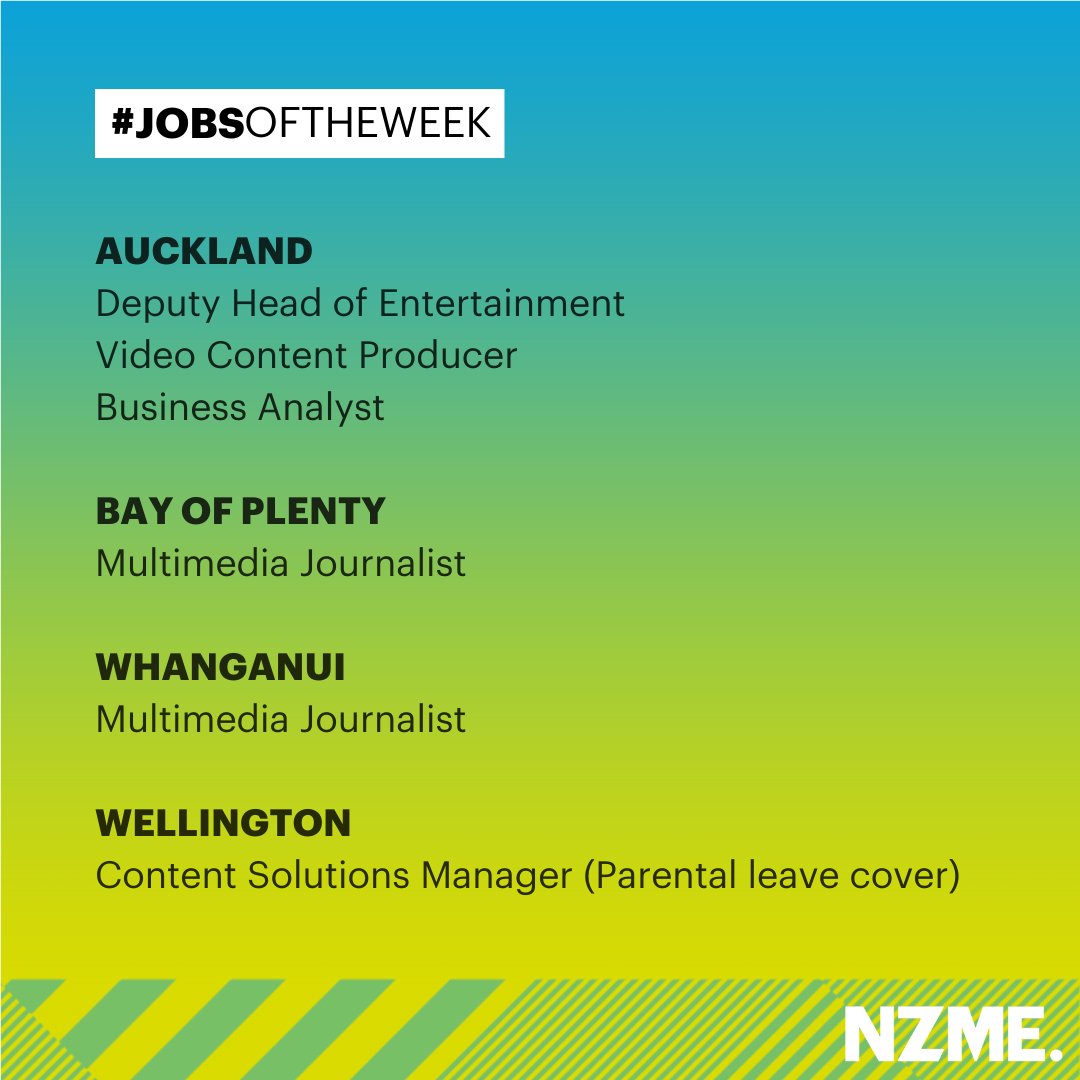 #jobsoftheweek Hello FRIDAY. and Hello new roles at NZME 😍
Find out more about each of these and apply now at careers.nzme.co.nz

#nzmecareers #nzmerocks