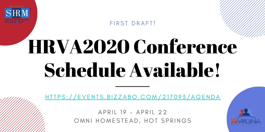 HRVirginia1's tweet photo. #HRVA2020 first draft agenda! https://t.co/3yrBMCLSLY