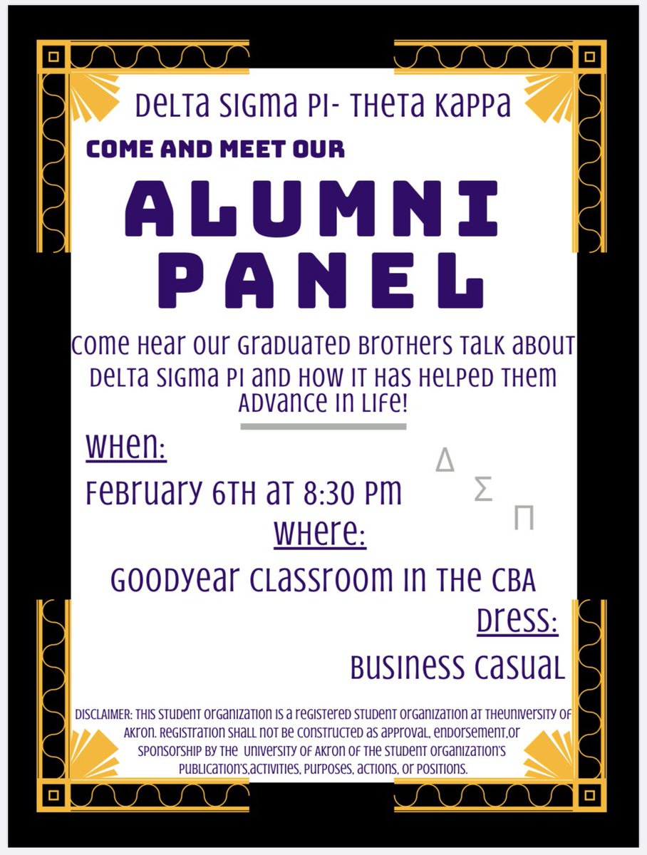 DeltaSigmaPi_UA's tweet photo. We have an exciting event going on tonight as we speak to some of our alumni brothers!

Come hear about how DSP has influenced their lives! Hope to see you tonight!

Can’t make the event but still want to join Delta Sigma Pi? Use the link in our bio for the application! https://t.co/IgL9S4r2EW