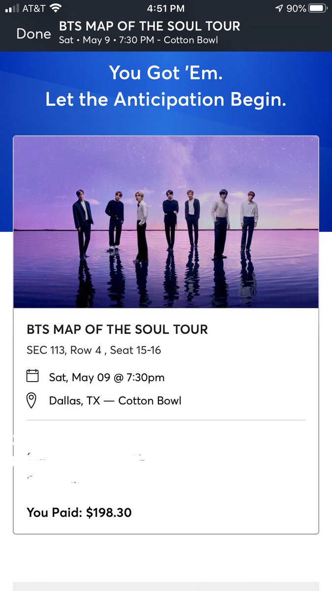 NaomiSat0's tweet photo. After wait nearly two hours each got them!! Dallas Army Donโt lose hope yet there were lots of seats left when I got on there!! Fighting!! ๐ #MapOfTheSoul #btsdallas #DallasArmy #BTSTOUR #BTSMAPOFTHESOULTOUR https://t.co/7gT0phMFCz