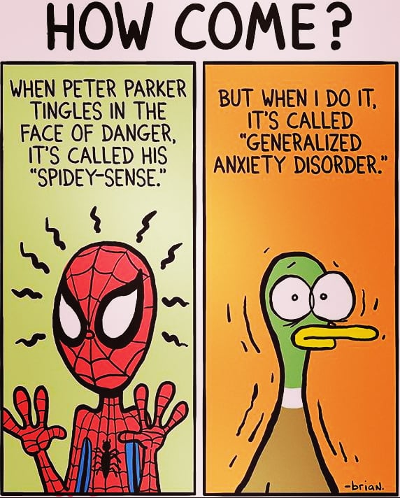 torch_in's tweet image. Damn it I don&apos;t have spider-sense...

 #anxietyhumor #bpdhumor #anxietydisorders #bpdmeme #mentalhealthsupport #bpdwarrior #personalitydisorder #briangordoncomics #briangordon #mentalhealthhumor #memesformentalhealth #stressrelief #anxietyawareness #spiderman #spidersense