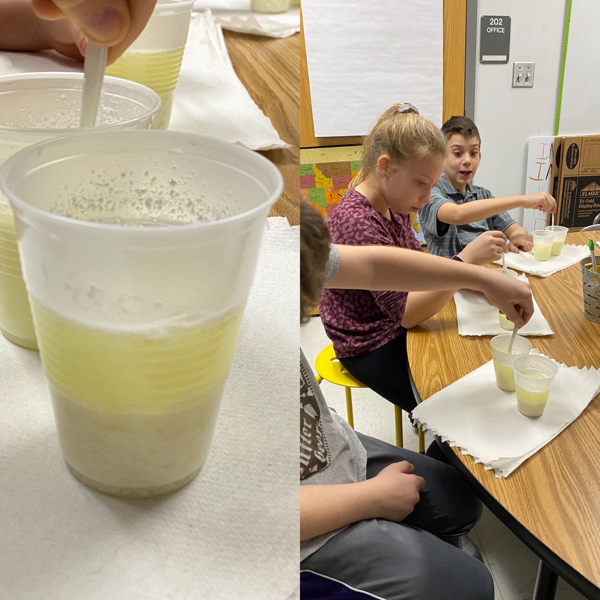 A little science experiment to turn milk into plastic! #180dayswithmrssherman #handsonlearning #gifted <a href="/MRI_Family/">MRI</a>