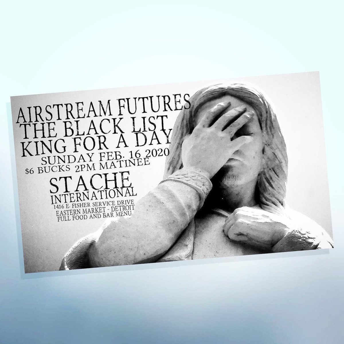 Early afternoon, post-Valentine's Day show 💘 with Airstream Futures &amp; @theblacklistmusic. Might get wild and throw a couple new tunes into the set. 

Sunday 2/16 • 2pm • $6 • Stache International 

#90semo #diy #indie #rock #matinee #brunch #liveshow #livemusic #detroit