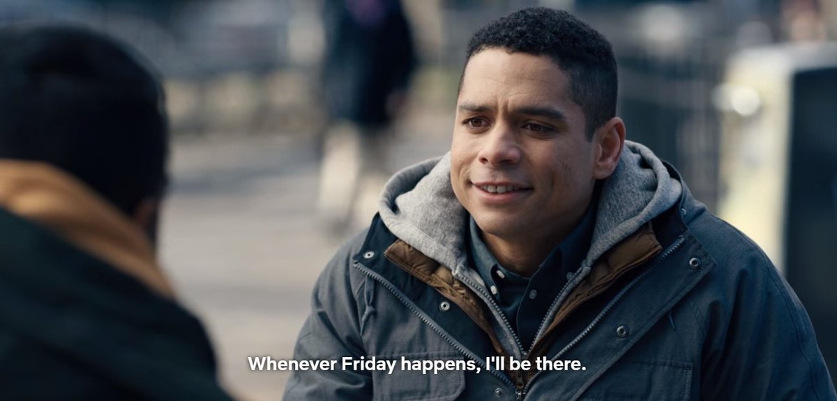 Russian Doll screencap with caption reading "Whenever Friday happens, I'll be there."
