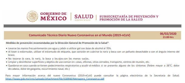 Comunicado Técnico Diario: Nuevo Coronavirus en el Mundo (2019-nCoV)

bit.ly/2vRVey5