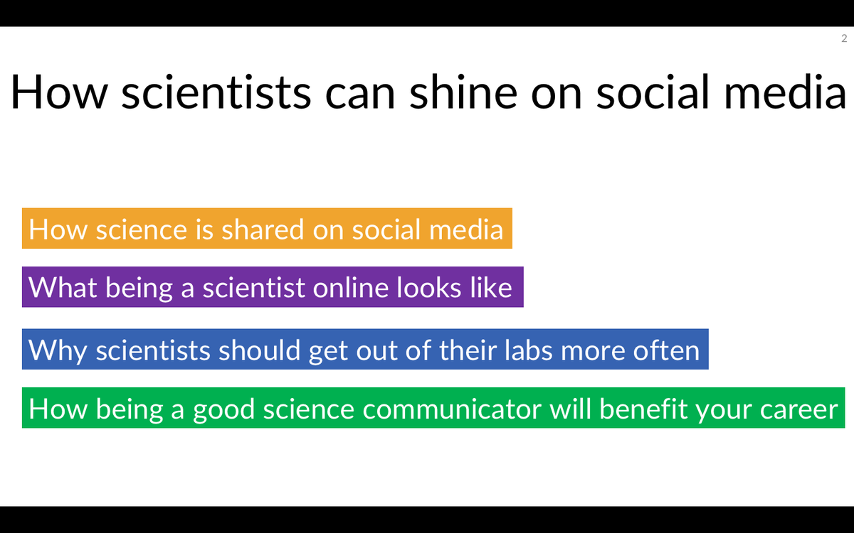 Screenshot slide about goals of the presentation about science communication