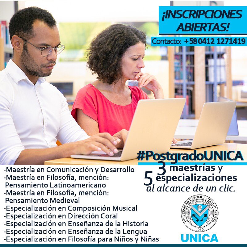 UNICAeduve's tweet photo. Inscríbete en nuestro #PostgradoUNICA y avanza profesionalmente a través de una maestría o especialización. 👩🏻🎓👨🏼🎓
Solicita más información a través del correo electrónico unicaipost@gmail.com 📬 o mediante el número de WhatsApp 📲 del director de postgrado, @samiralarbid. ✅ https://t.co/z38d9OT2c8