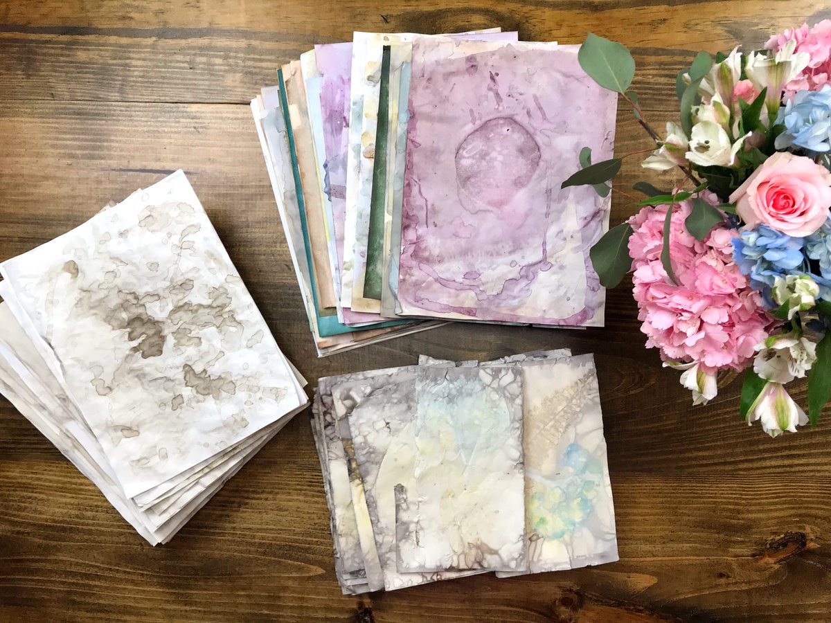robenmarie's tweet photo. Handmade paper goodness from my new course Easy Bake Artisan Papers: From Farm to Art Table opened today and there is early pricing through 2/10.  #ecodyed #artpapers #botanicalart

https://t.co/mN82tykTST https://t.co/iCXj3zT41f