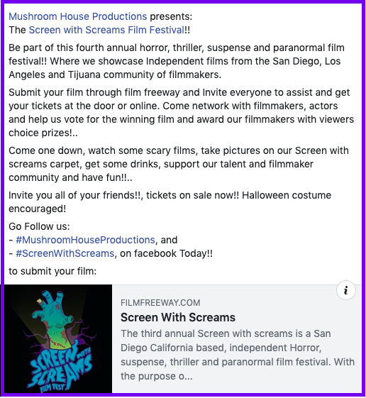 ScreenWScreams's tweet photo. #MushroomHouseProductions [@MushroomHouseTv ] presents:
The [@ScreenWScreams ] #ScreenWithScreamsFilmFestival!!

Go Follow us:
- #MushroomHouseProductions, and
- #ScreenWithScreams, on facebook Today!!

to submit your film:
https://t.co/6jYj2iPcvL https://t.co/3rQos8RVSB