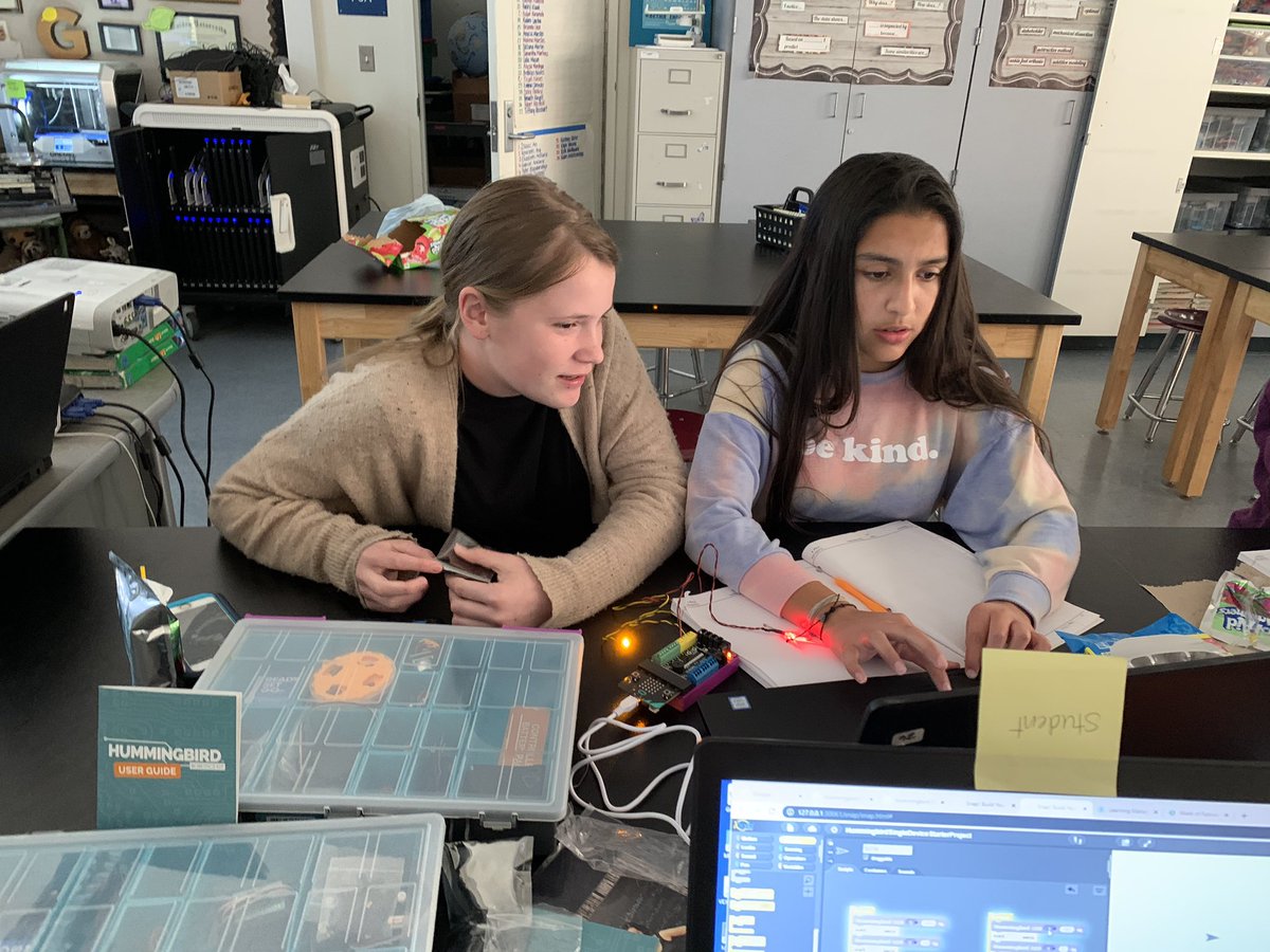 Mrsklgarcia's tweet image. Hutch Femineers are coding today...and eating, of course! #cppFemineers #GirlsInSTEM