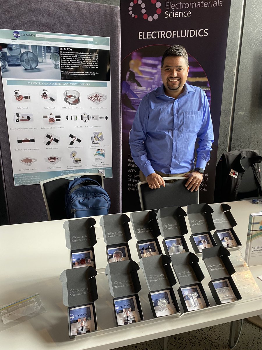Dr Vipul Gupta showcasing 3D-Made 
(3dmade.com.au) at the 13th Annual International Electromaterials Science Symposium, Canberra.