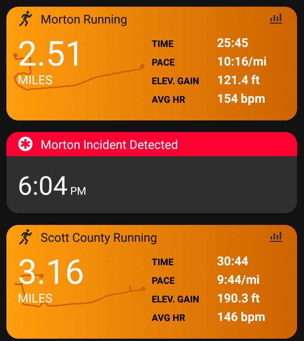 tcrotwell's tweet photo. Worst run day. Upside, I now know #Garmin's incident detection works when I fall. #running #oldmanproblems #damndogs https://t.co/Yre2H3Lj3T