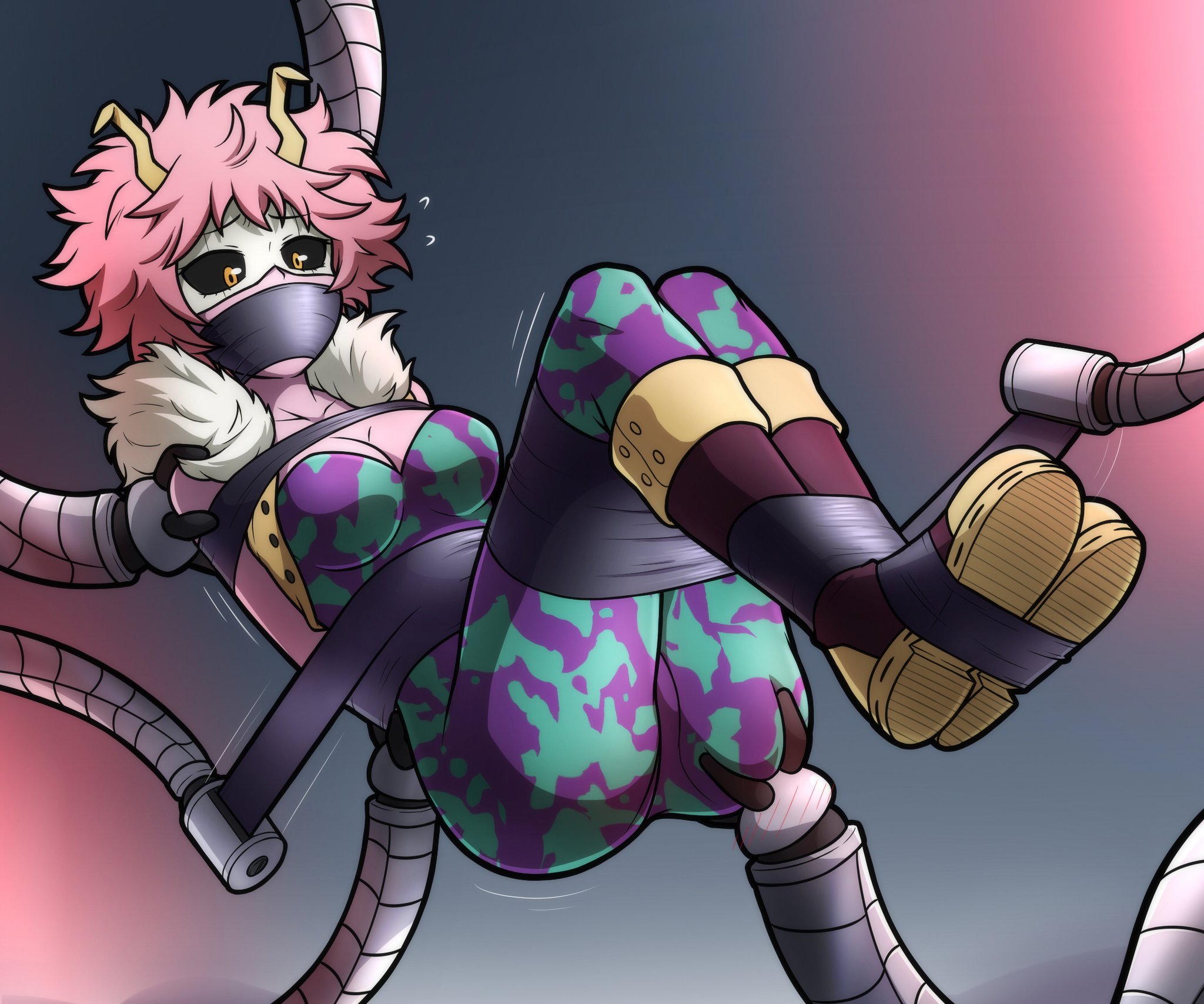 “And now a continuation with Mina Ashido caught by some robo-tentacles! 