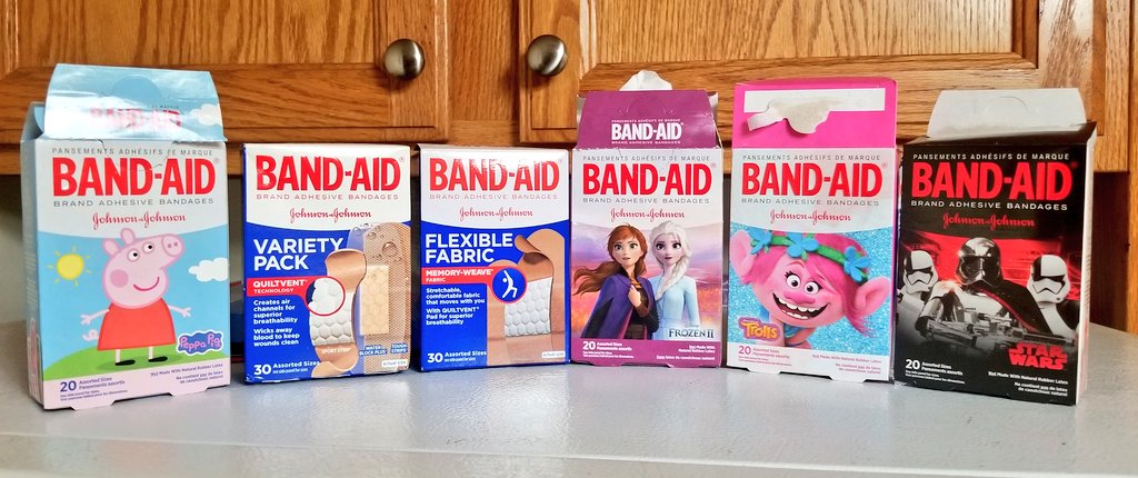 chrissuthy's tweet photo. So, #parentsoftwitter, are we missing any? Apparently we can't leave the house without adding to the @Band_Aid_Brand_ collection.
#bandaidgate
#itsjustaphase
@peppapig @DisneyFrozen @Trolls @starwars https://t.co/rhryn4UL0i